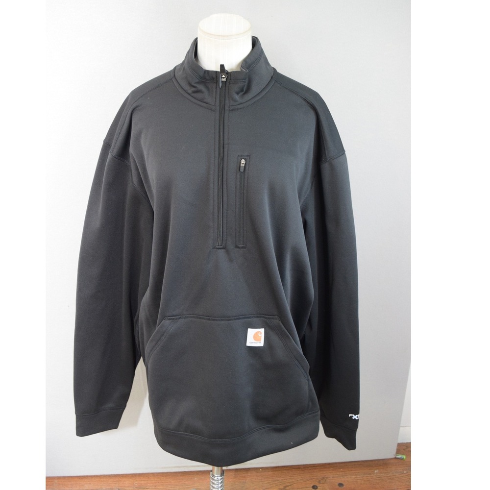 Carhartt Force Pullover 2XL Black Quarter Zip Relaxed Fit Mens Workwear 102831